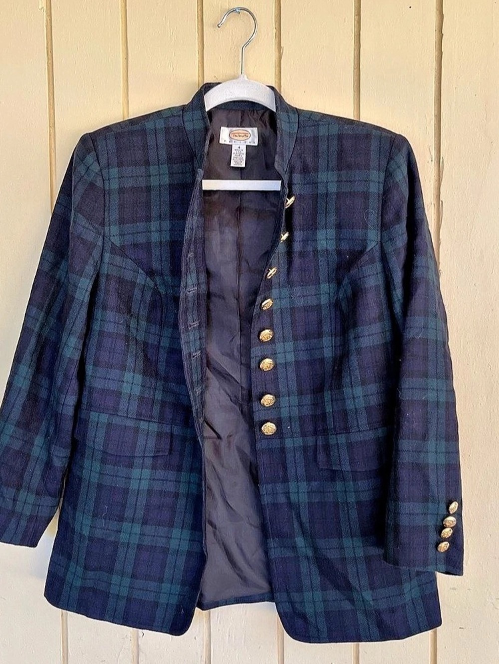 (7) Talbots Plaid Wool Blazer in Blue & Green Like New